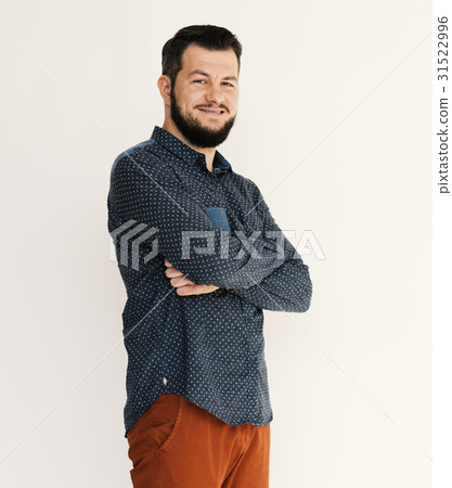 Adult Man Smile Happiness Face Expression Studio Portrait Adult Man Smile Happiness Face Expression Studio Portrait 31522996