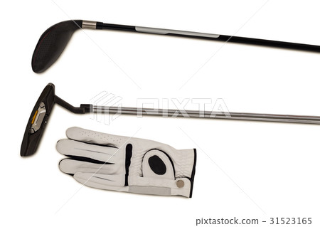 Golf club and glove on white background Golf club and glove on white background 31523165