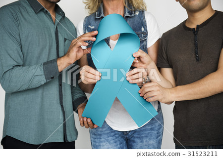 Group of People Holding Ribbon Breast Cancer Concept Group of People Holding Ribbon Breast Cancer Concept 31523211