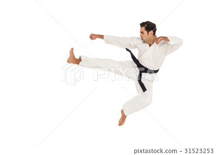 Fighter performing karate stance 31523253