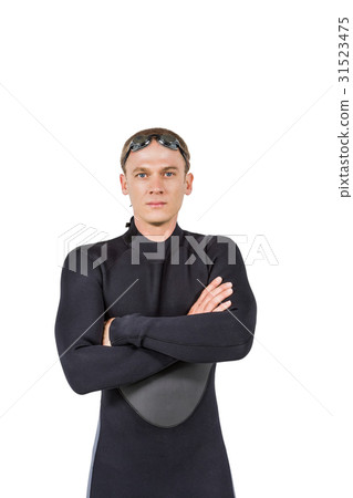 Portrait of swimmer in wetsuit Portrait of swimmer in wetsuit 31523475