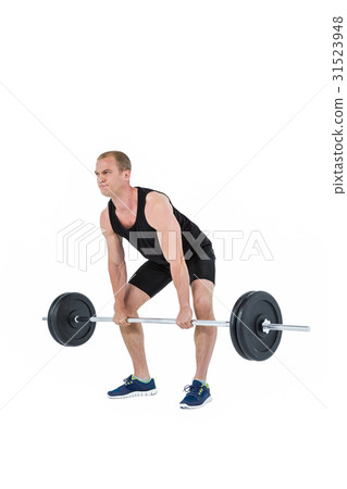 Bodybuilder lifting heavy barbell weights Bodybuilder lifting heavy barbell weights 31523948