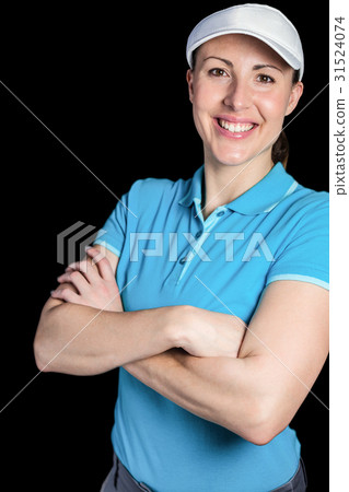 Sportswoman posing on black background Sportswoman posing on black background 31524074