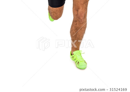 Athlete feet running on white background 31524169