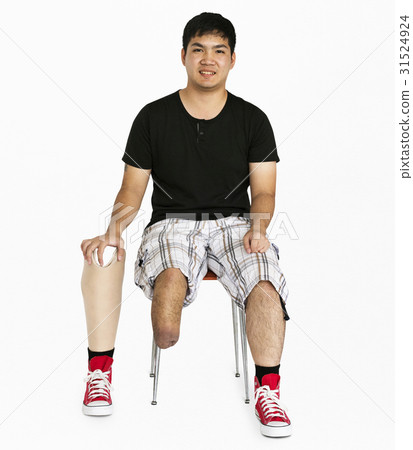 Disability Young Man with Prosthesis Leg Studio Portrait 31524924