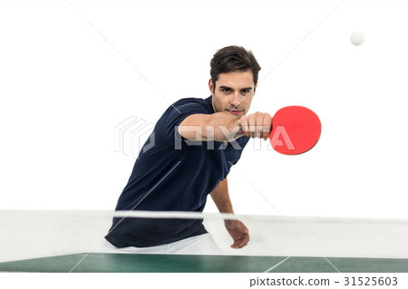 Portrait of male athlete playing table tennis 31525603