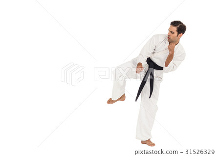 Fighter performing karate stance 31526329