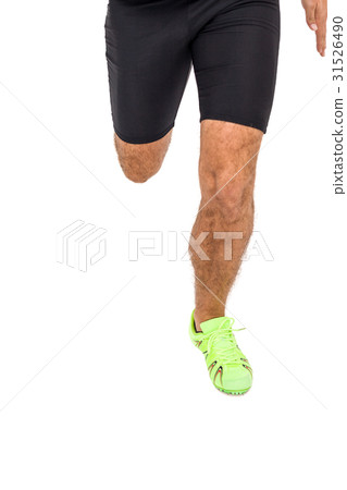 Athlete feet running on white background Athlete feet running on white background 31526490