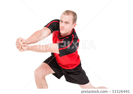 Sportsman posing while playing volleyball Sportsman posing while playing volleyball 31526491