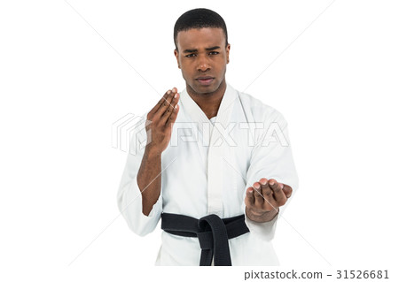 Fighter performing karate stance 31526681