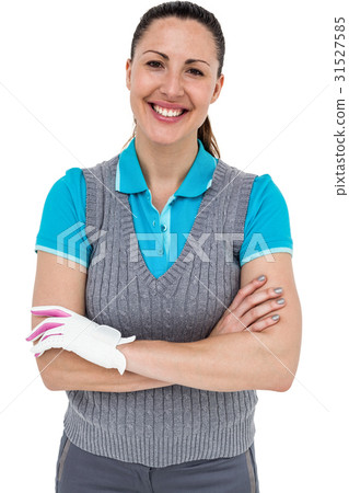 Golf player standing on white background Golf player standing on white background 31527585