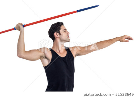 Male athlete preparing to throw javelin 31528649