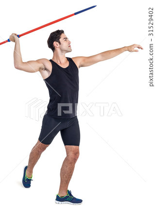 Male athlete preparing to throw javelin 31529402
