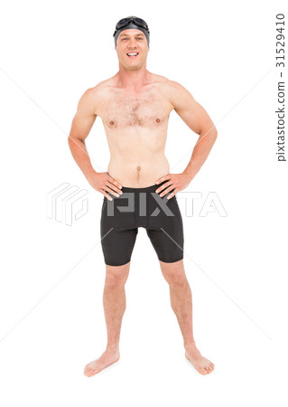 Swimmer standing with hand on hip 31529410