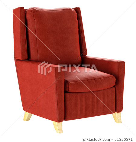Simple scandinavian style red armchair with wooden 31530571