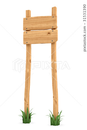 3d rendering of a wooden post with two square 31531390