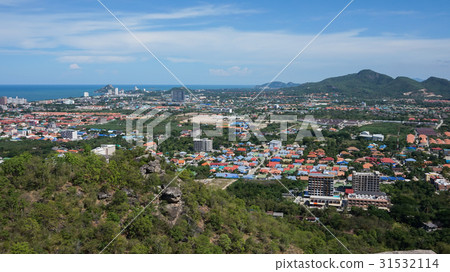 Aerial view of Hua Hin city from mountain 31532114