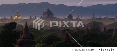 Ananda pagoda at dusk, in the Bagan plain, Myanmar Ananda pagoda at dusk, in the Bagan plain, Myanmar 31533316