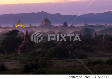 Ananda pagoda at dusk, in the Bagan plain, Myanmar Ananda pagoda at dusk, in the Bagan plain, Myanmar 31533317