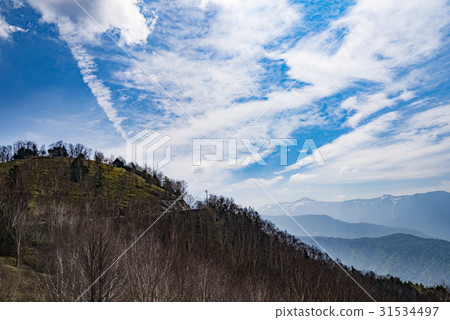 長野縣在Okiiyama藍天和雲彩附近 31534497
