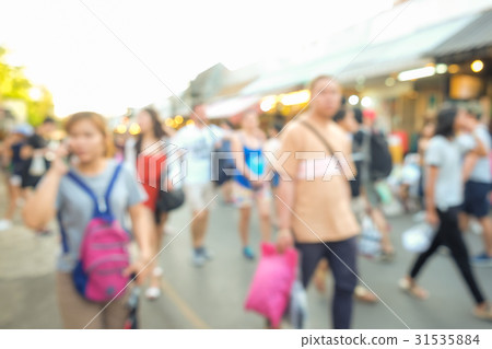 Blurred people walking in Chatuchak JJ market 31535884