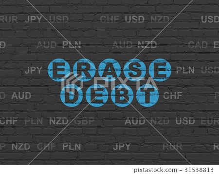 Finance concept: Erase Debt on wall background 31538813