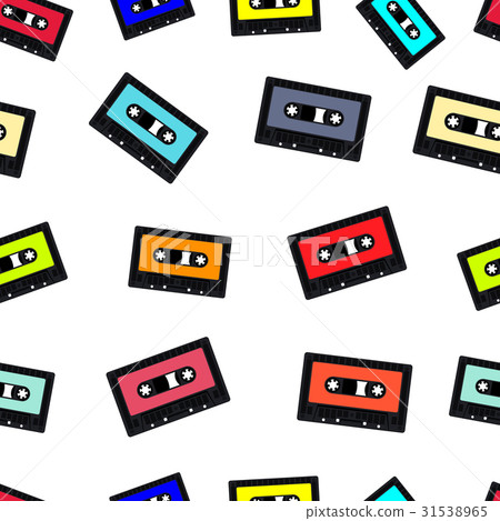 Compact audio cassette tape seamless background Compact audio cassette tape seamless background 31538965