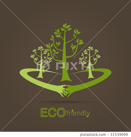 Eco friendly hands hug concept green tree - Stock Illustration ...