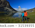 asian couple smiling  in front of Riffelsee lake  31539355
