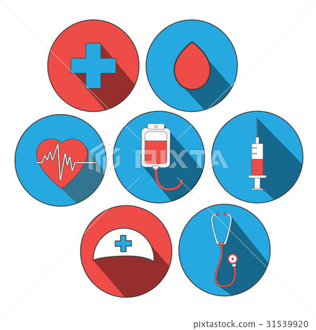 medicine icon flat set. World blood donor day 31539920