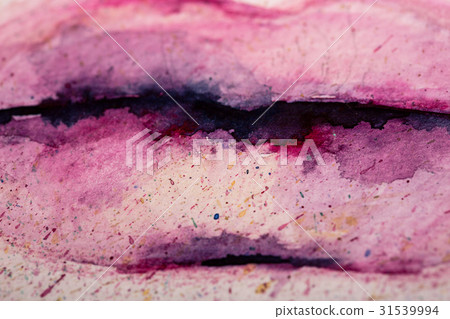 Creative lips watercolor image. Close up macro Creative lips watercolor image. Close up macro 31539994