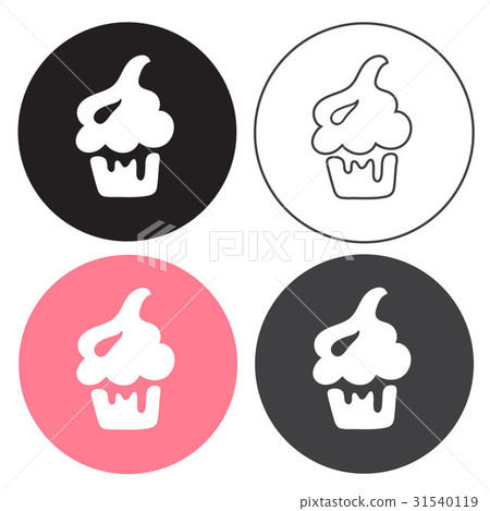 cake vector set. Four sweets in black, line and cake vector set. Four sweets in black, line and 31540119