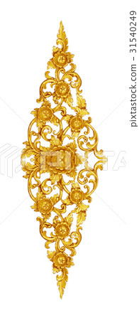 Pattern of wood carve gold paint for decoration Pattern of wood carve gold paint for decoration 31540249