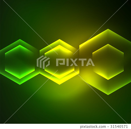 Techno glowing glass hexagons vector background Techno glowing glass hexagons vector background 31540571