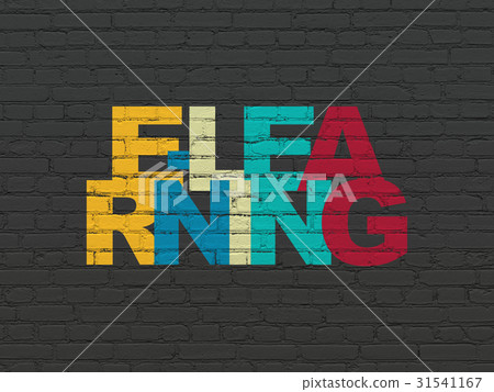 Studying concept: E-learning on wall background Studying concept: E-learning on wall background 31541167
