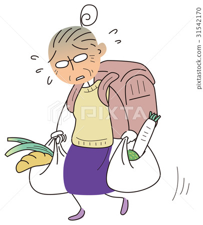 老人背著沉重的行李 31542170