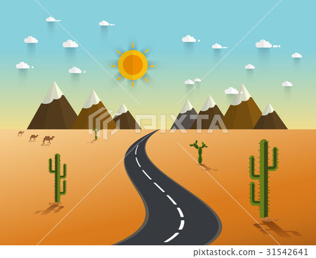 Road through a desert and mountains 31542641