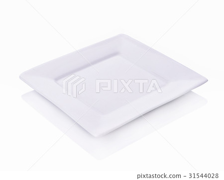 Plate square empty on white background Plate square empty on white background 31544028