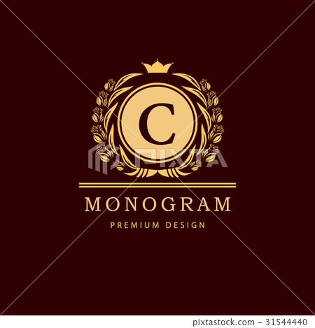Monogram template logo. Calligraphic emblem sign C 31544440