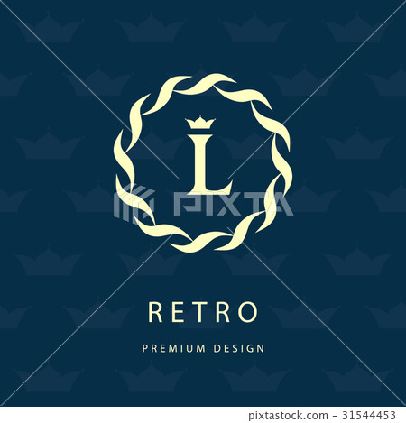 Monogram template logo. Calligraphic emblem sign L Monogram template logo. Calligraphic emblem sign L 31544453