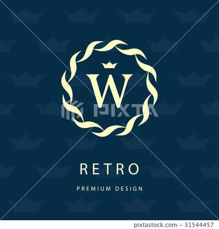 Monogram template logo. Calligraphic emblem sign W Monogram template logo. Calligraphic emblem sign W 31544457