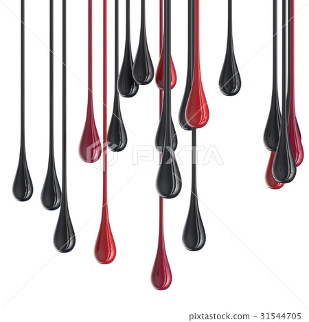3D red and black glossy paint drop blobs 31544705