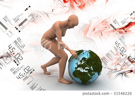 3d man with globe - Stock Illustration [31546226] - PIXTA