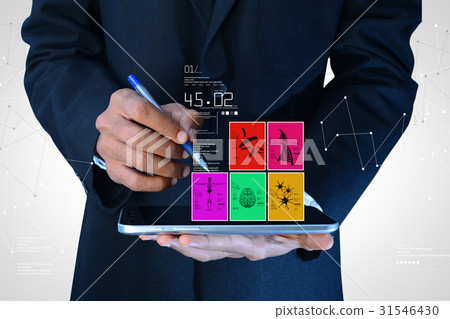 Man showing medical images in digital tablet 31546430