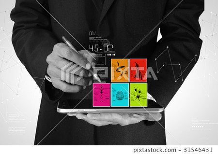 Man showing medical images in digital tablet 31546431