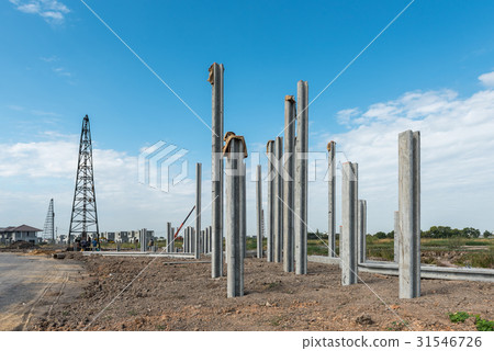 construction site with precast concret pile  31546726