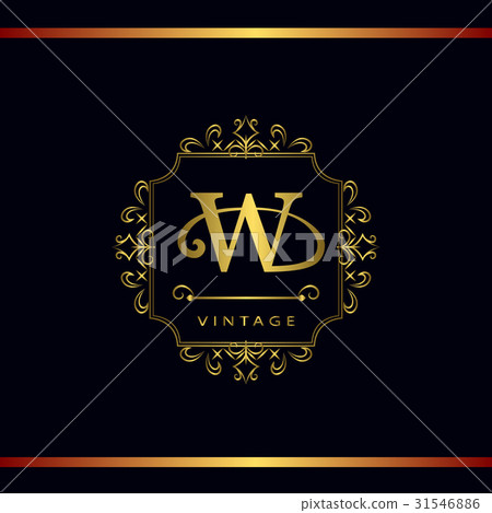 Monogram template logo. Calligraphic emblem sign W 31546886
