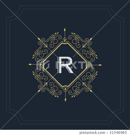 Monogram R Sign Monogram template logo. Calligraphic emblem sign R - Stock Illustration ...
