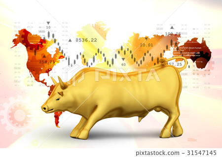 Rising golden business bull Rising golden business bull 31547145