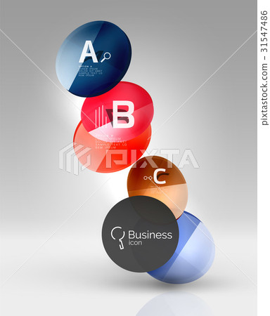 Shiny circles with text in 3d space 31547486